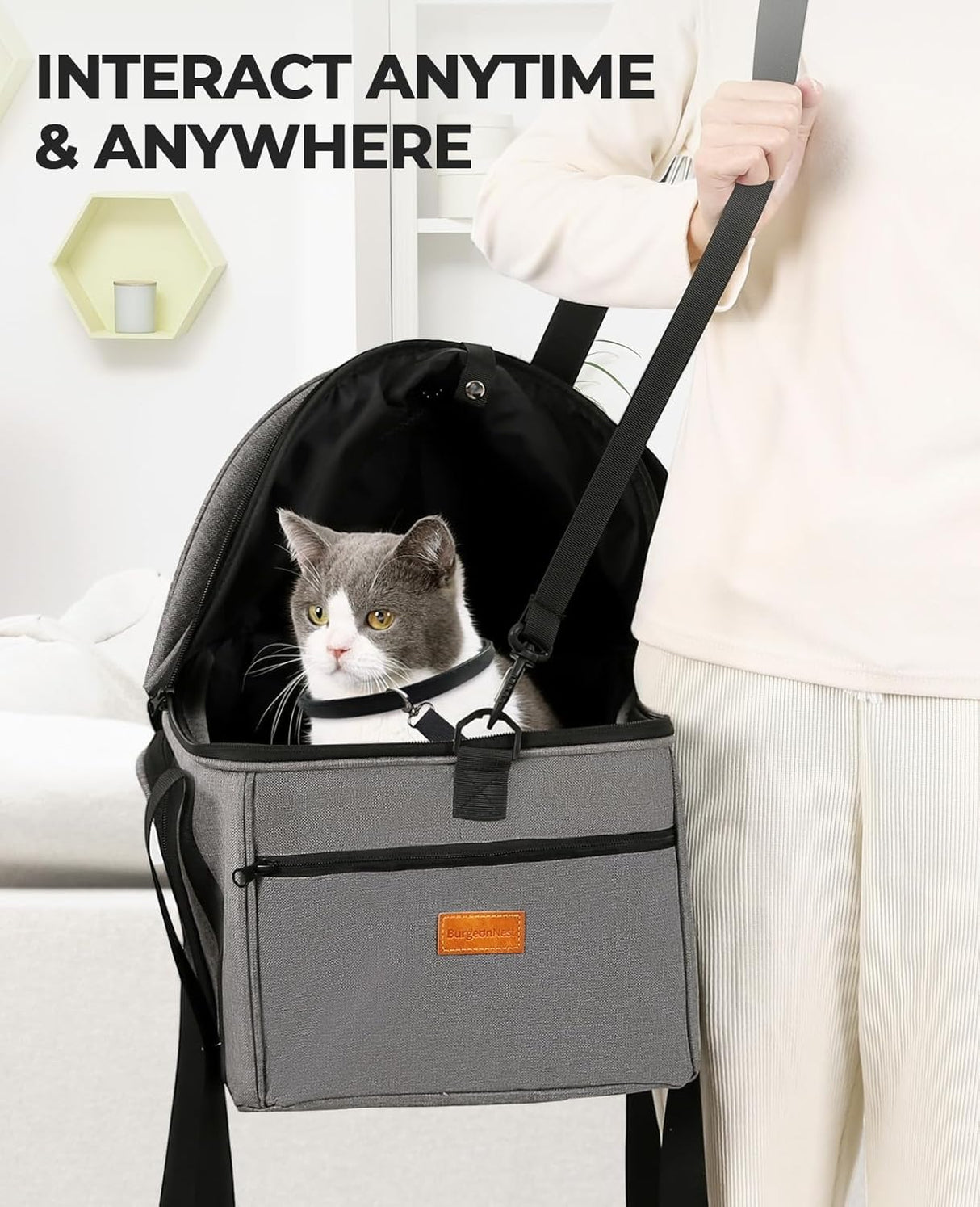 Transportín para Gato Grande BurgeonNest, Suave y Plegable