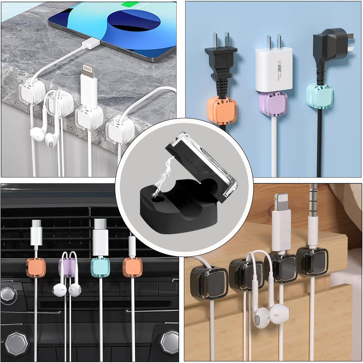 Soporte de Cables Magnético 6 Pack, Organizador Auto-Adhesivo