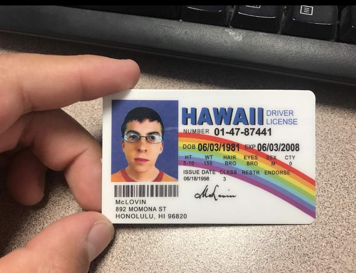 Tarjetas de Broma Divertidas para Disfraz - Modelo McLovin