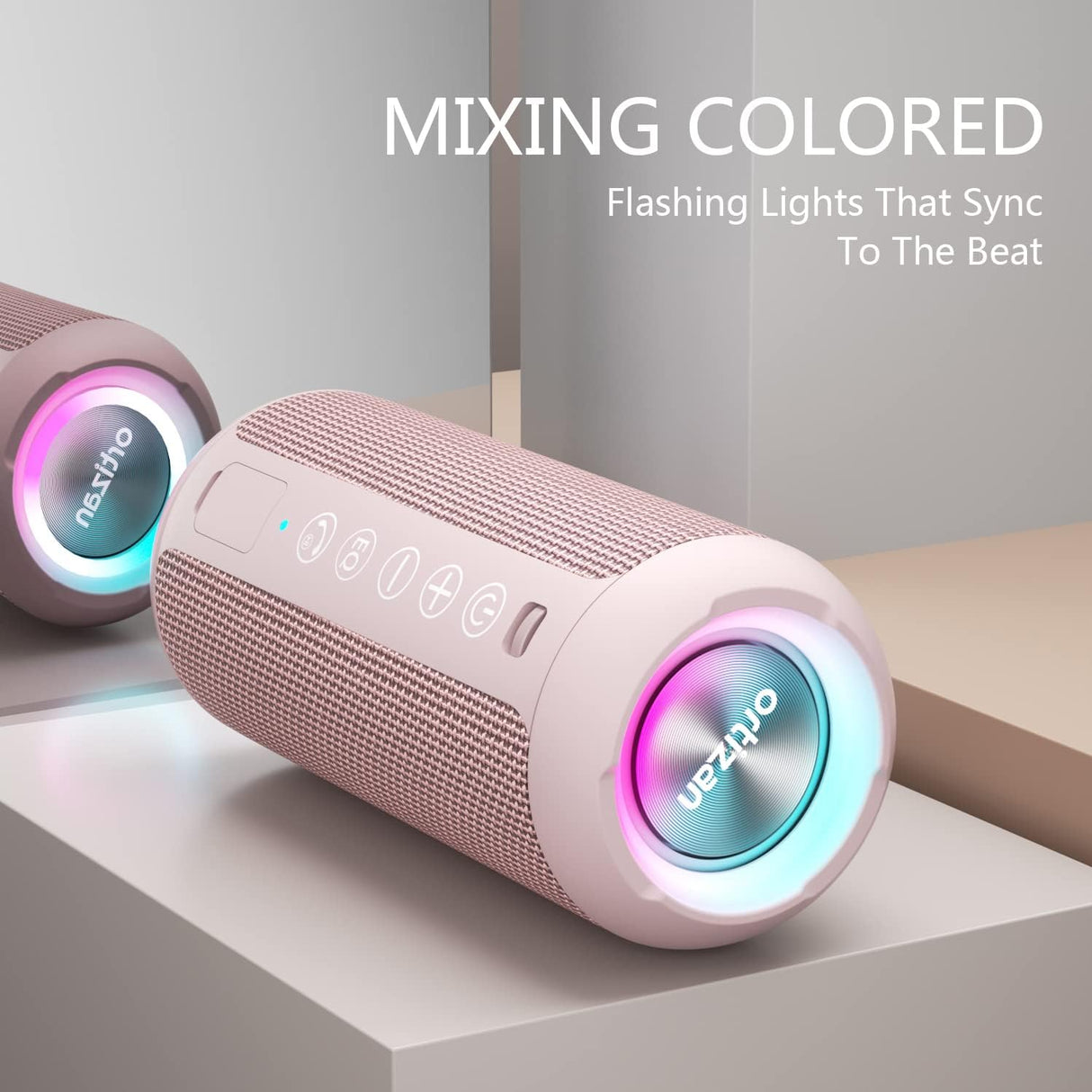 Parlante Bluetooth 5.3 inalámbrico IPX7, sonido estéreo 24 W, RGB