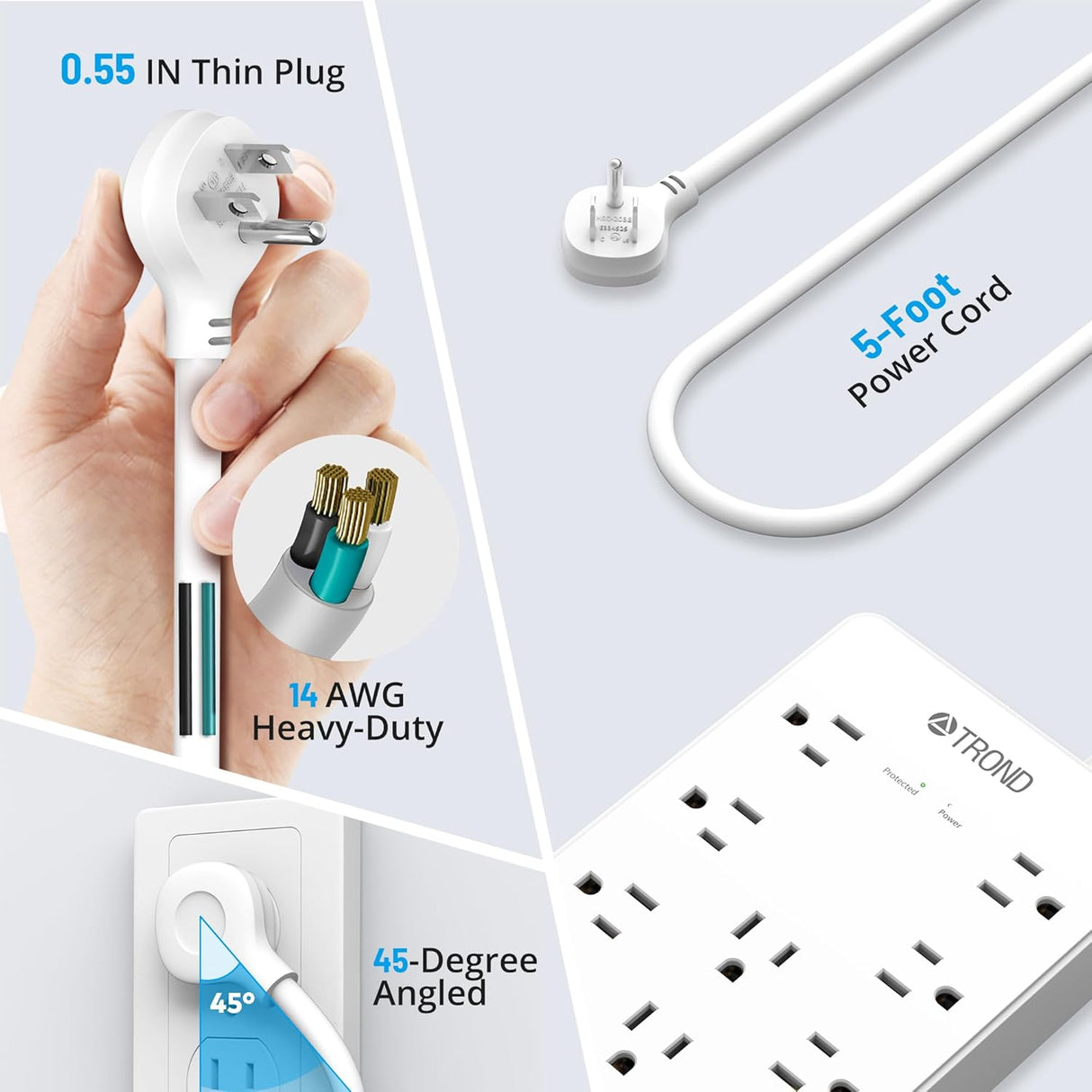 TROND Regleta protectora contra sobretensiones, 13 tomas