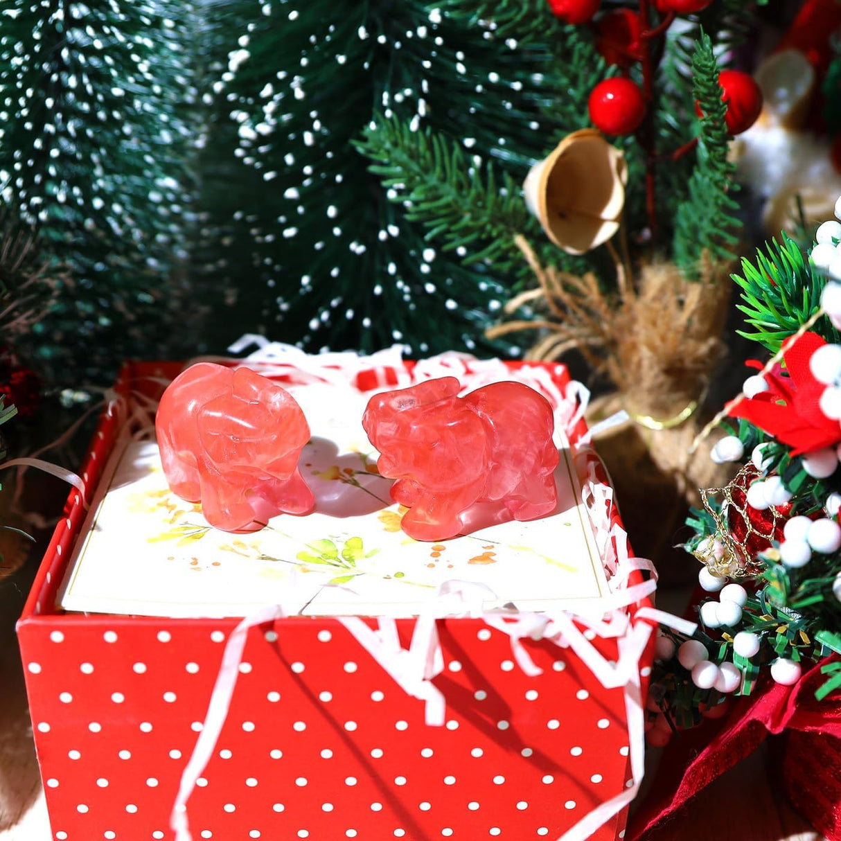 QINJIEJIE Decoración de elefante con cristales de cuarzo