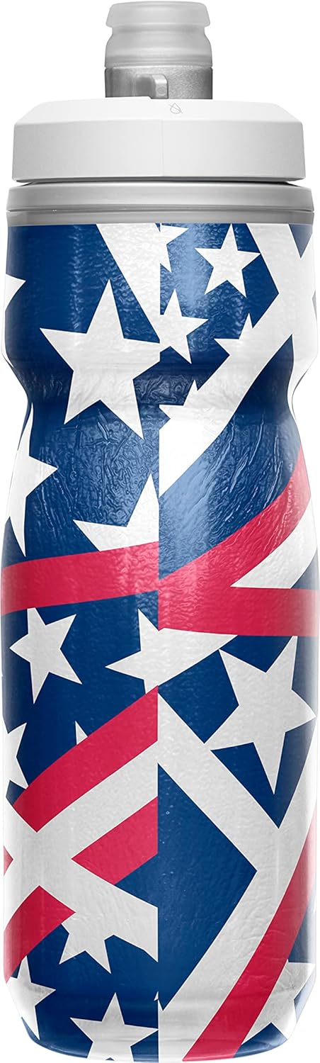 CamelBak Podium Chill Botella de agua aislada para bicicleta, botella fácil de apretar, se adapta a la mayoría de jaulas de bicicleta, 21 onzas, Estados Unidos