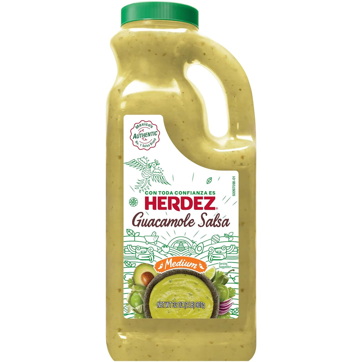 Salsa Guacamole HERDEZ, Mediana, 32 oz. jarrón