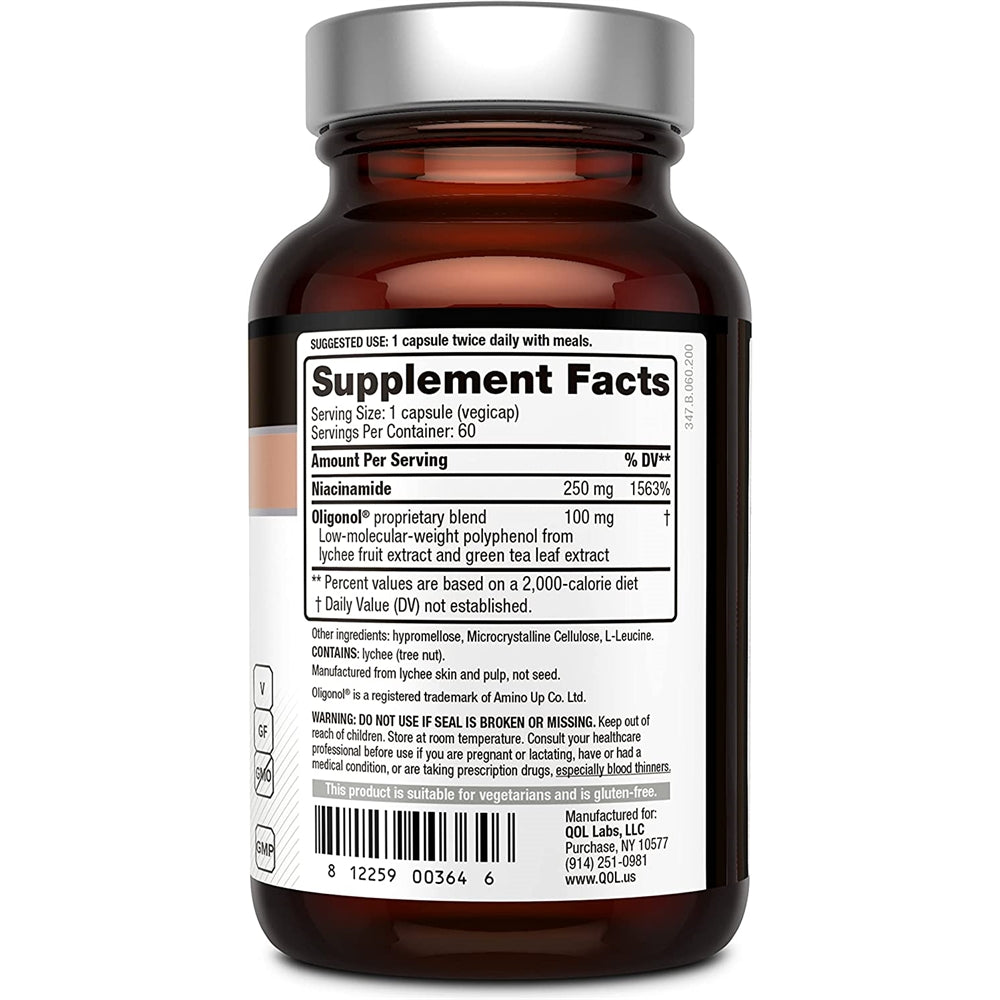 Suplemento niacinamida de apoyo para la piel con oligonol