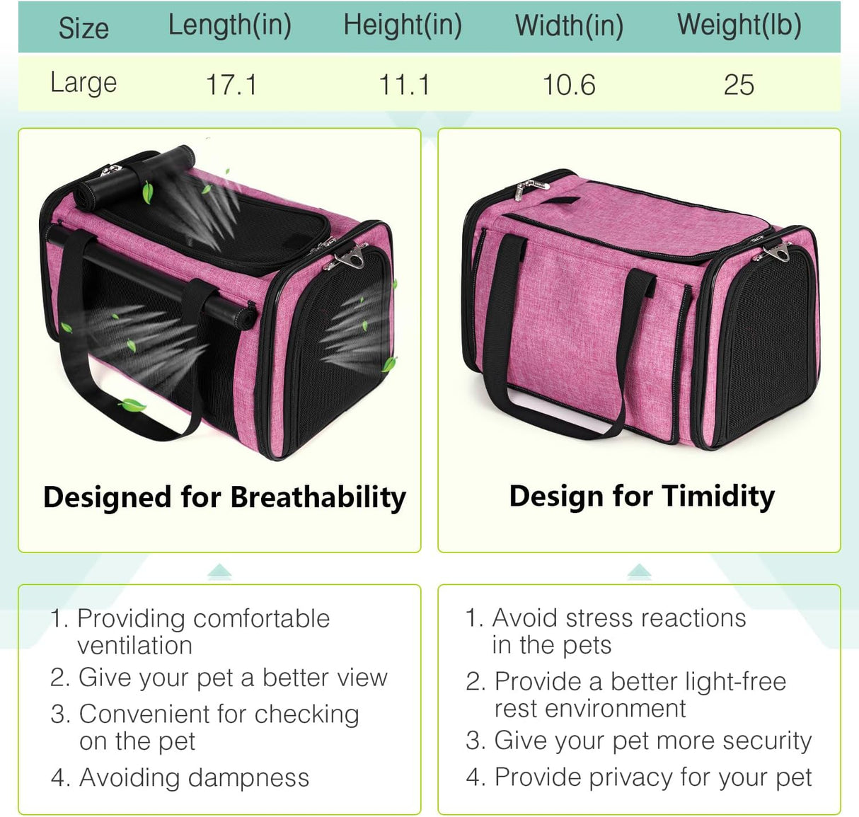 Transportín para mascotas YUDODO 25 lbs, ligero y plegable