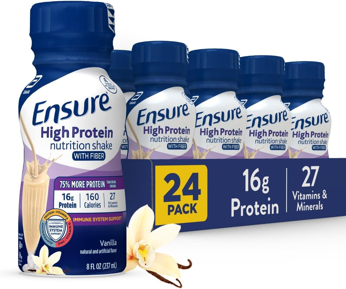 Batido de nutrición de vainilla con fibra, 16g proteina, 24 pack