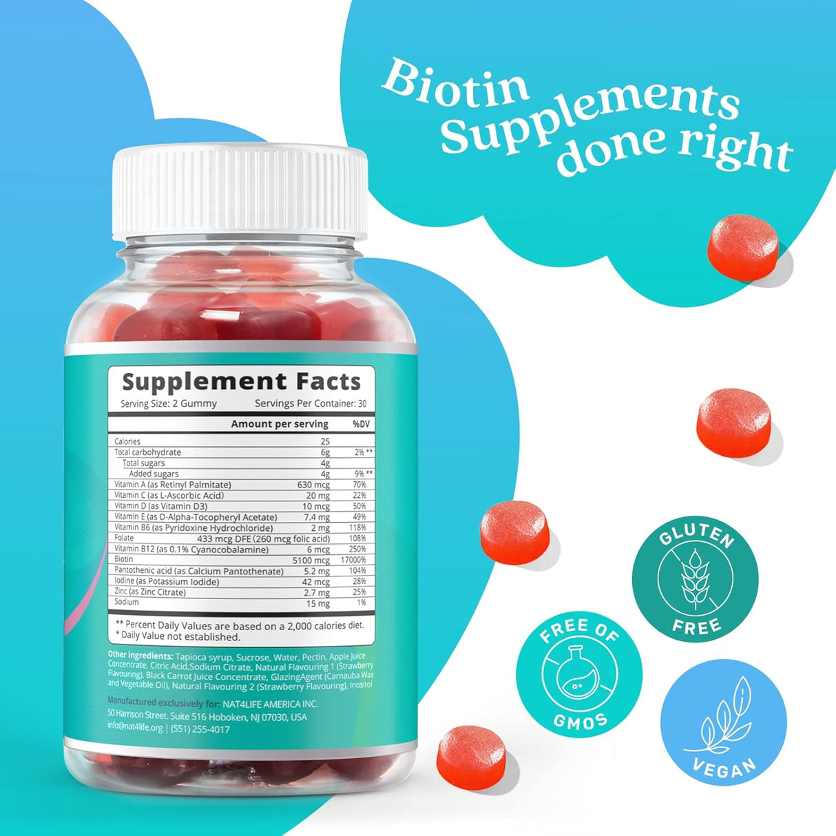 Suplementos Gomitas de biotina con multivitaminas inositol