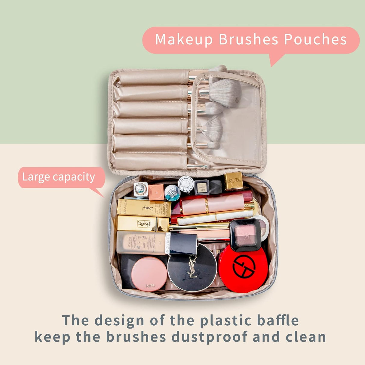 porta cosmeticos para viajes color gris