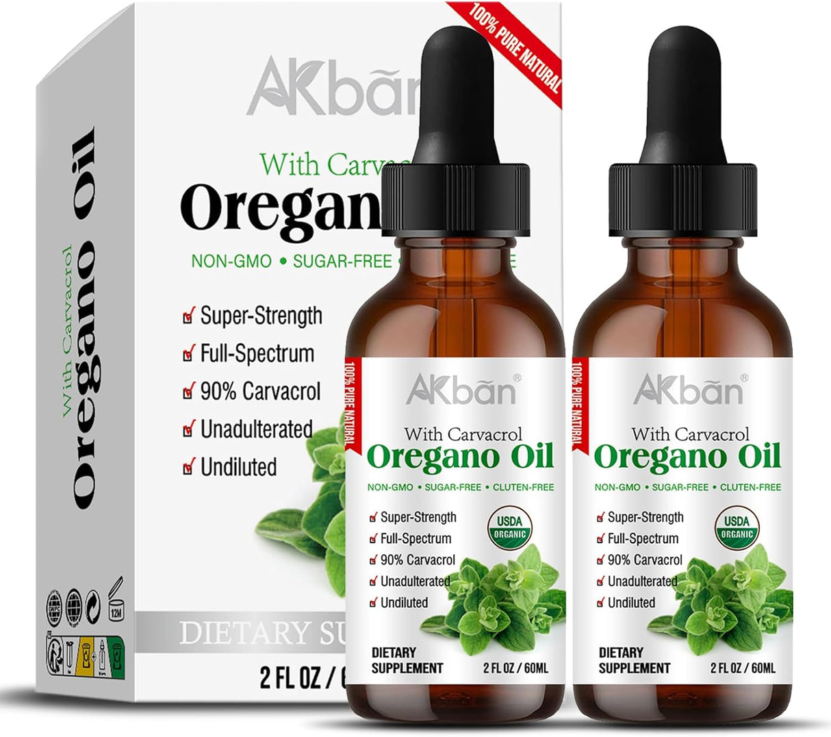 Aceite Orgánico de Orégano con Semilla Negra, 2 Fl Oz + 2 Fl Oz