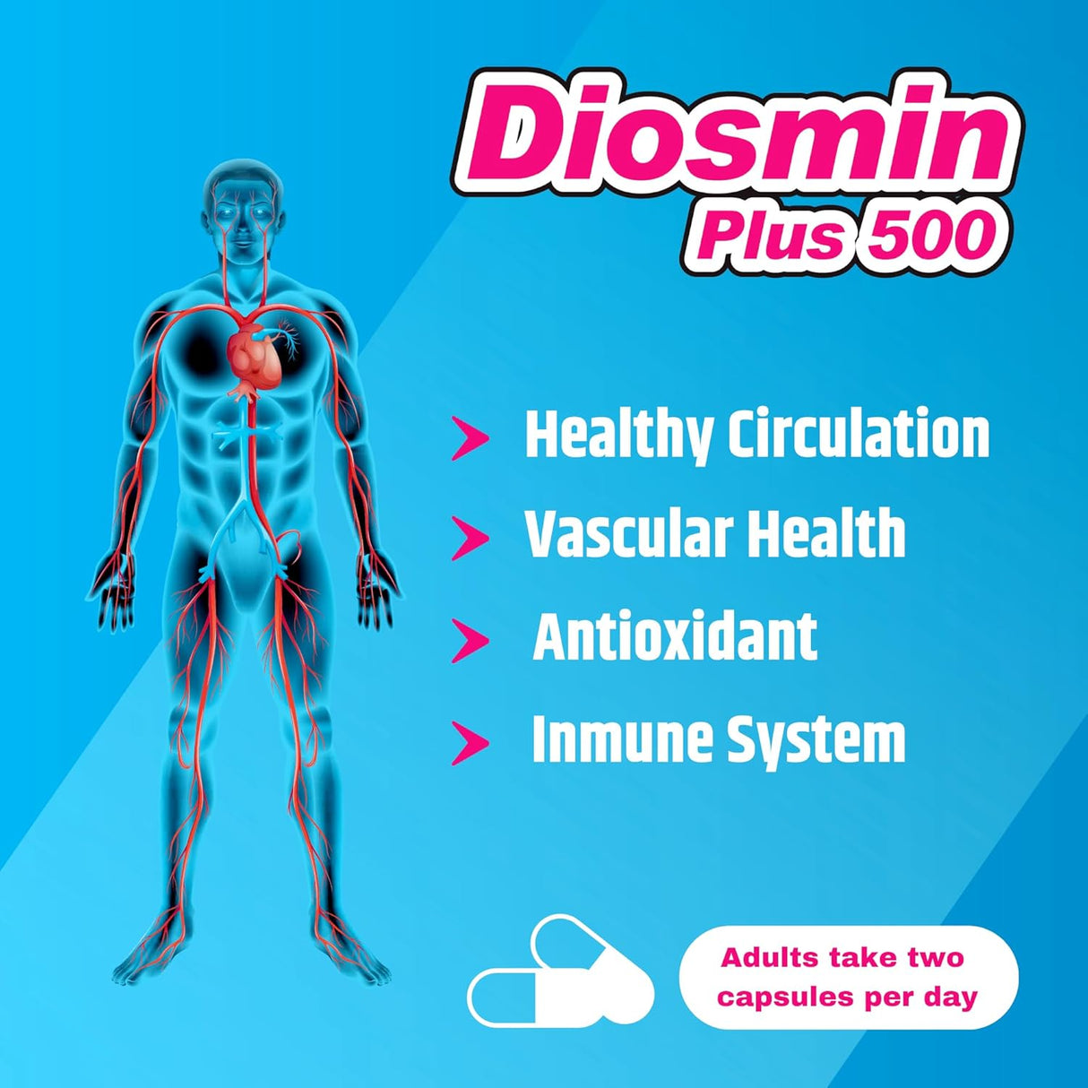 Diosmin Plus 500, Arymar, Apoyo Circulatorio, 60 Cápsulas