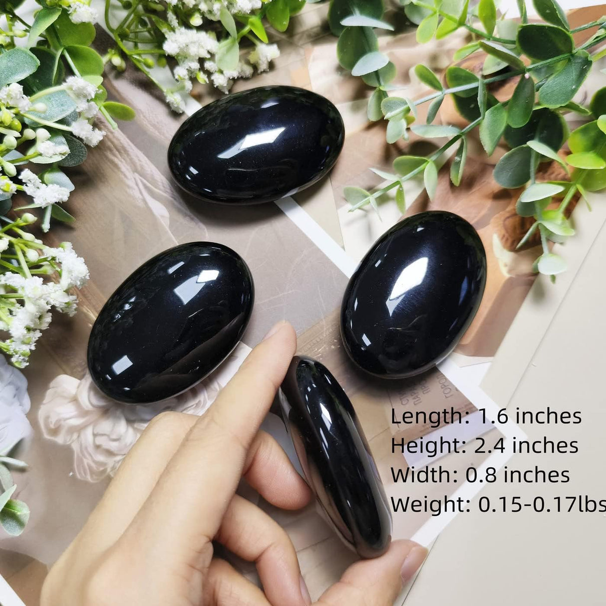 ZHIYUXI Cristales de obsidiana negra de 2.4 pulgadas, piedras