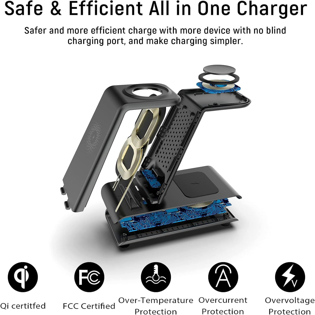 Cargador o Estación de carga inalámbrica 3 en 1