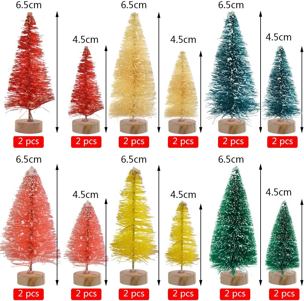 Yookat 40 Piezas Árboles de Navidad Artificiales con Base de Madera