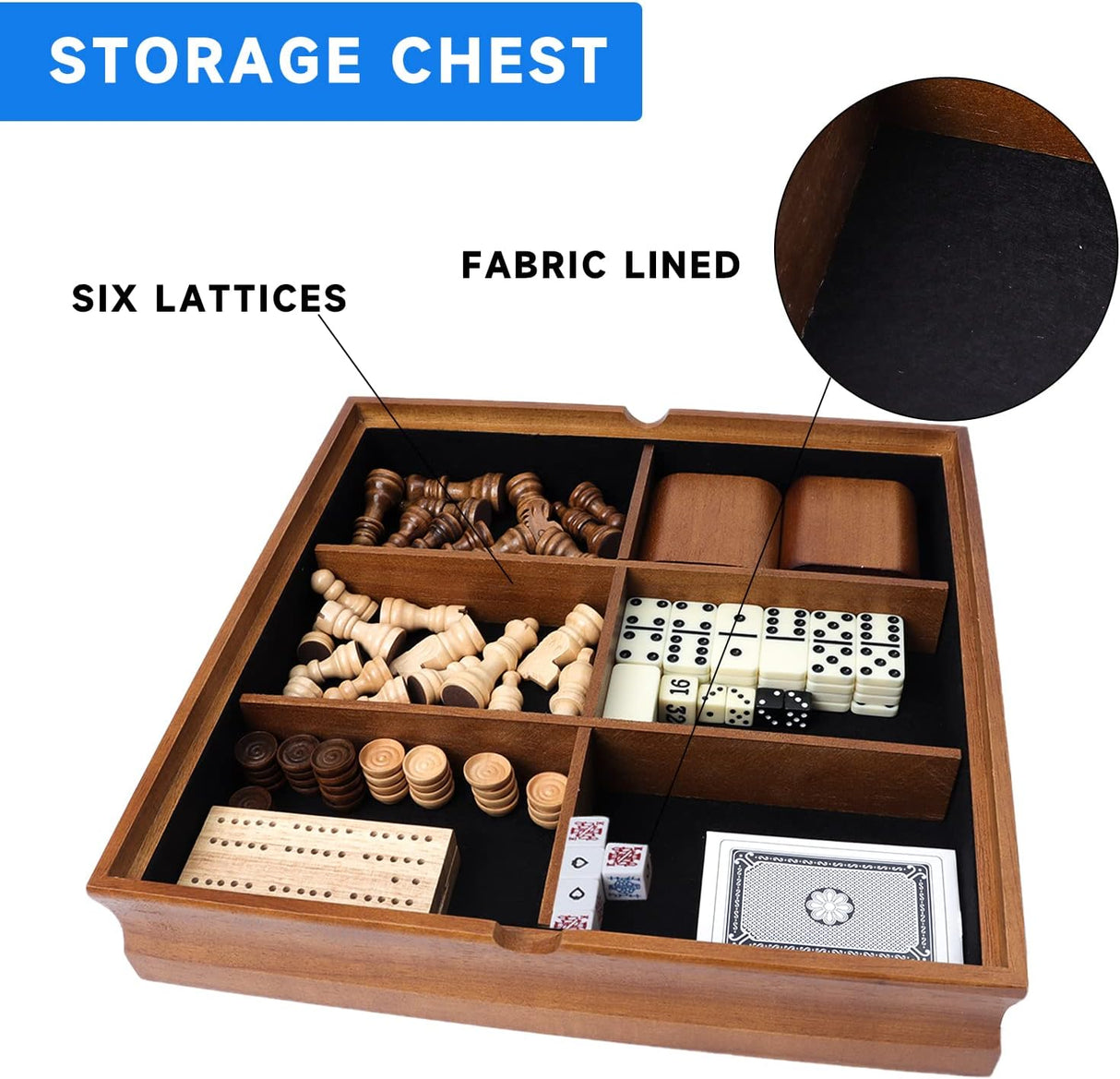 Juego de Mesa 7 en 1 GSE - Ajedrez, Damas, Dominó, Cribbage