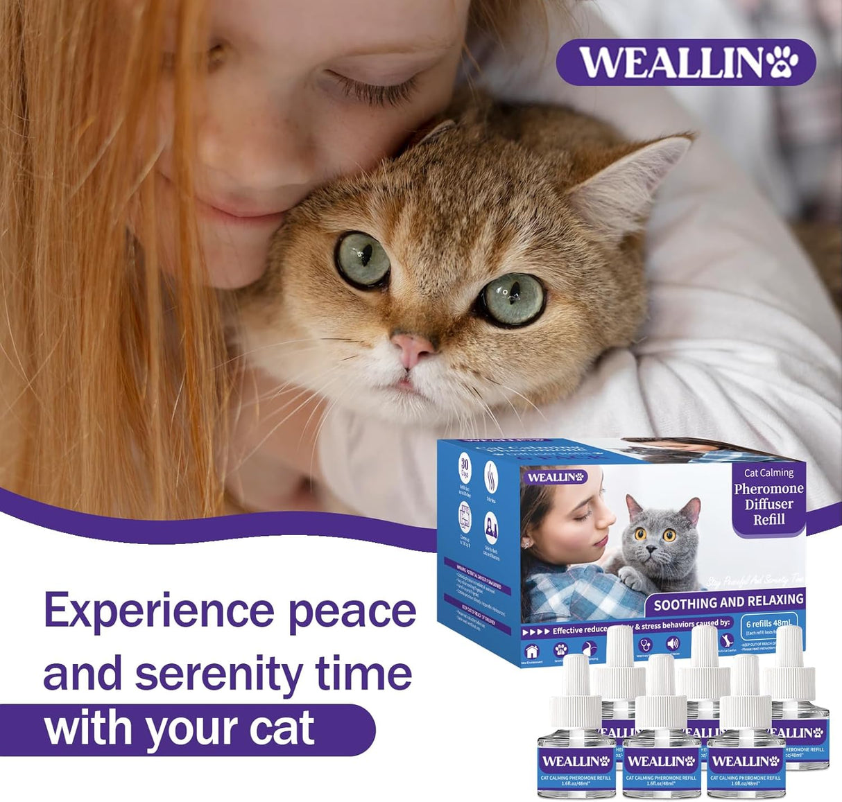Paq de 6 repuestos de difusor calmante para gatos WEALLIN