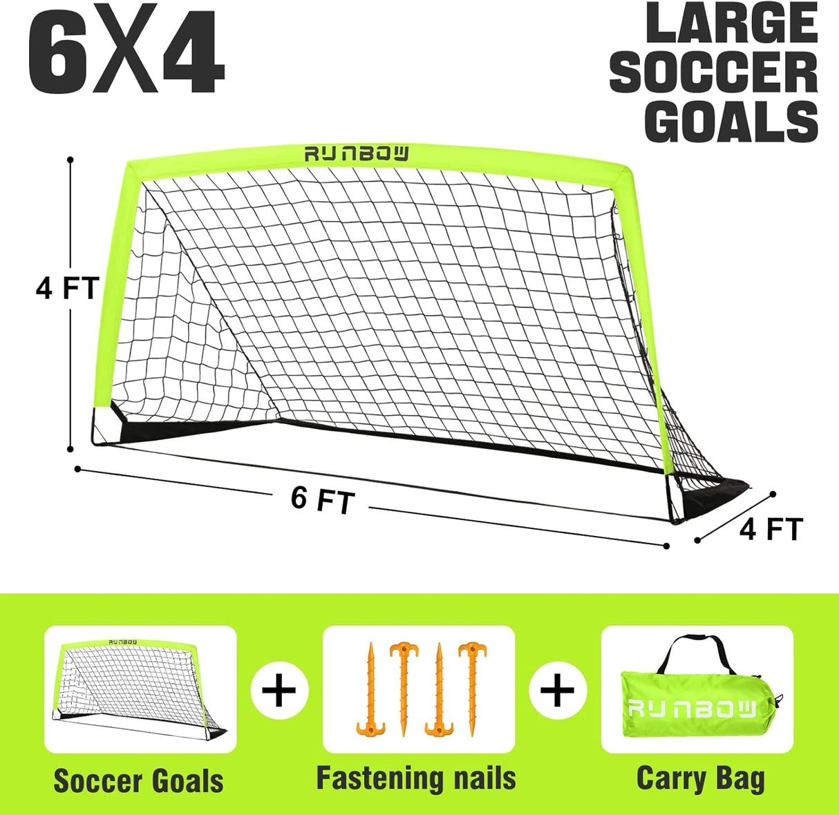 RUNBOW Portería de fútbol portátil con bolsa de transporte