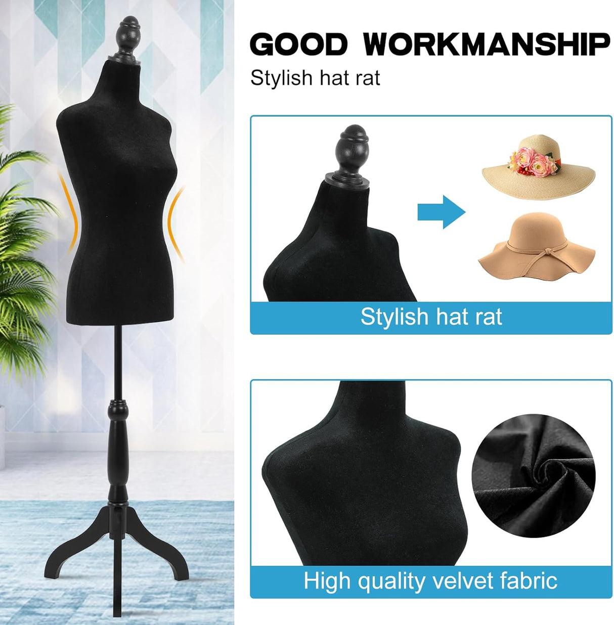 Maniquí Torso Ajustable BLKMTY para Costura y Exhibición 49-63