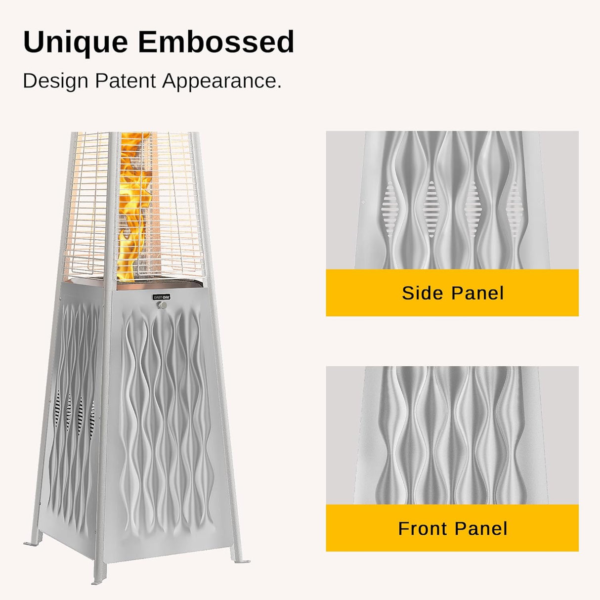 Calentador de patio para exteriores EAST OAK Pyramid plata