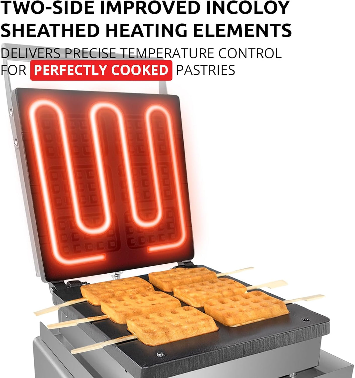 Máquina de Waffles ALDKitchen, Acero Inoxidable, 6 Waffles