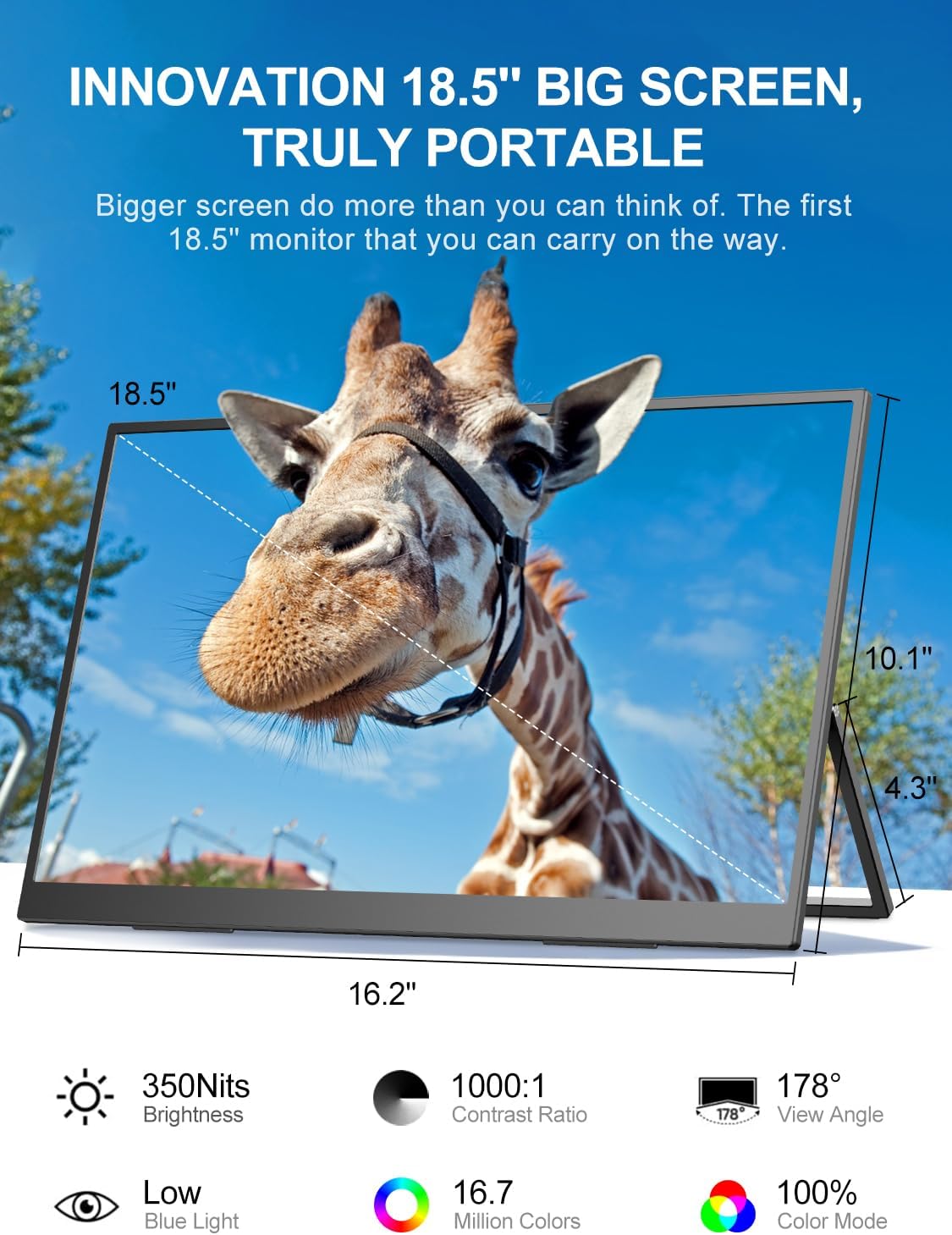 Monitor portátil UPERFECT 18.5 120Hz FHD con VESA y soporte