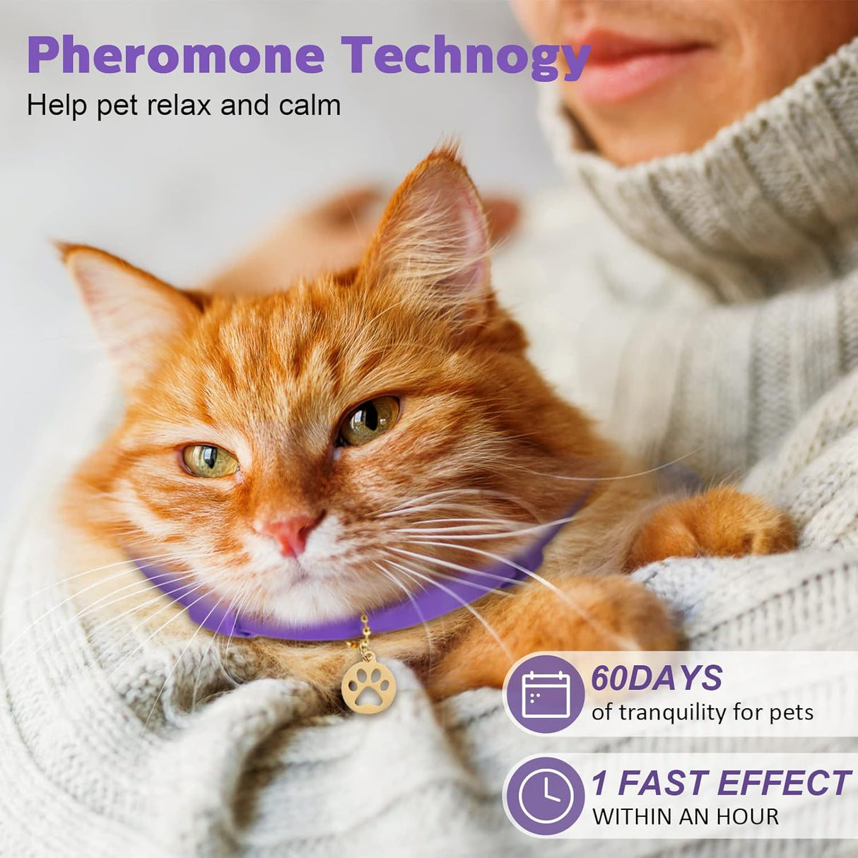 Collar relajante para gato Weewooday con aroma a lavanda