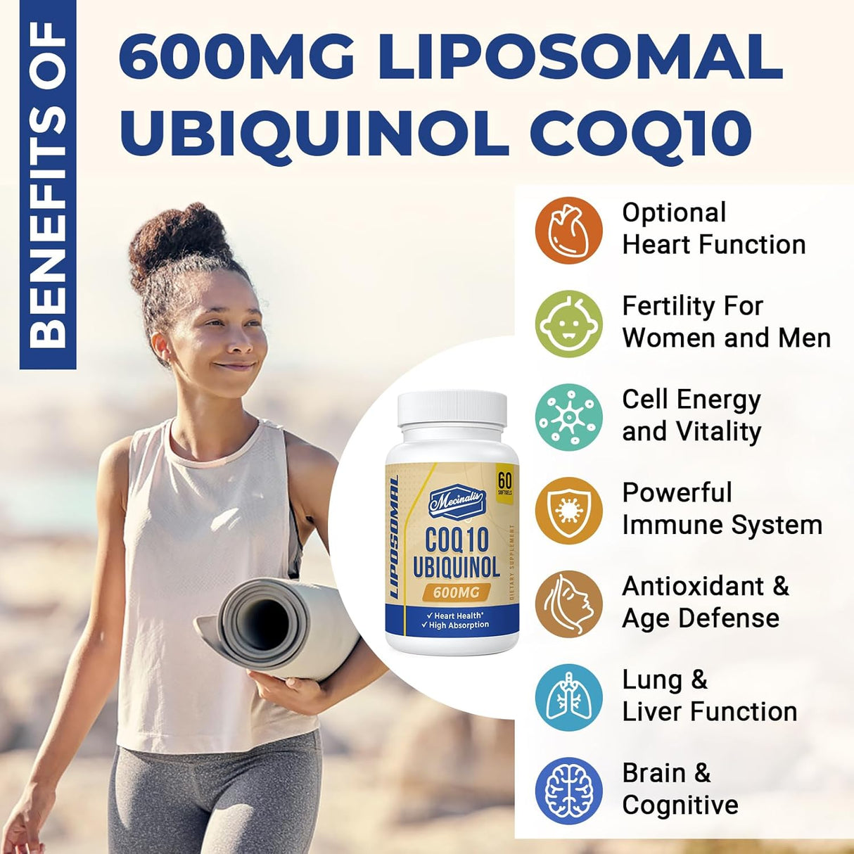 Liposomal CoQ10 Ubiquinol 600mg Suplemento 120 Softgels