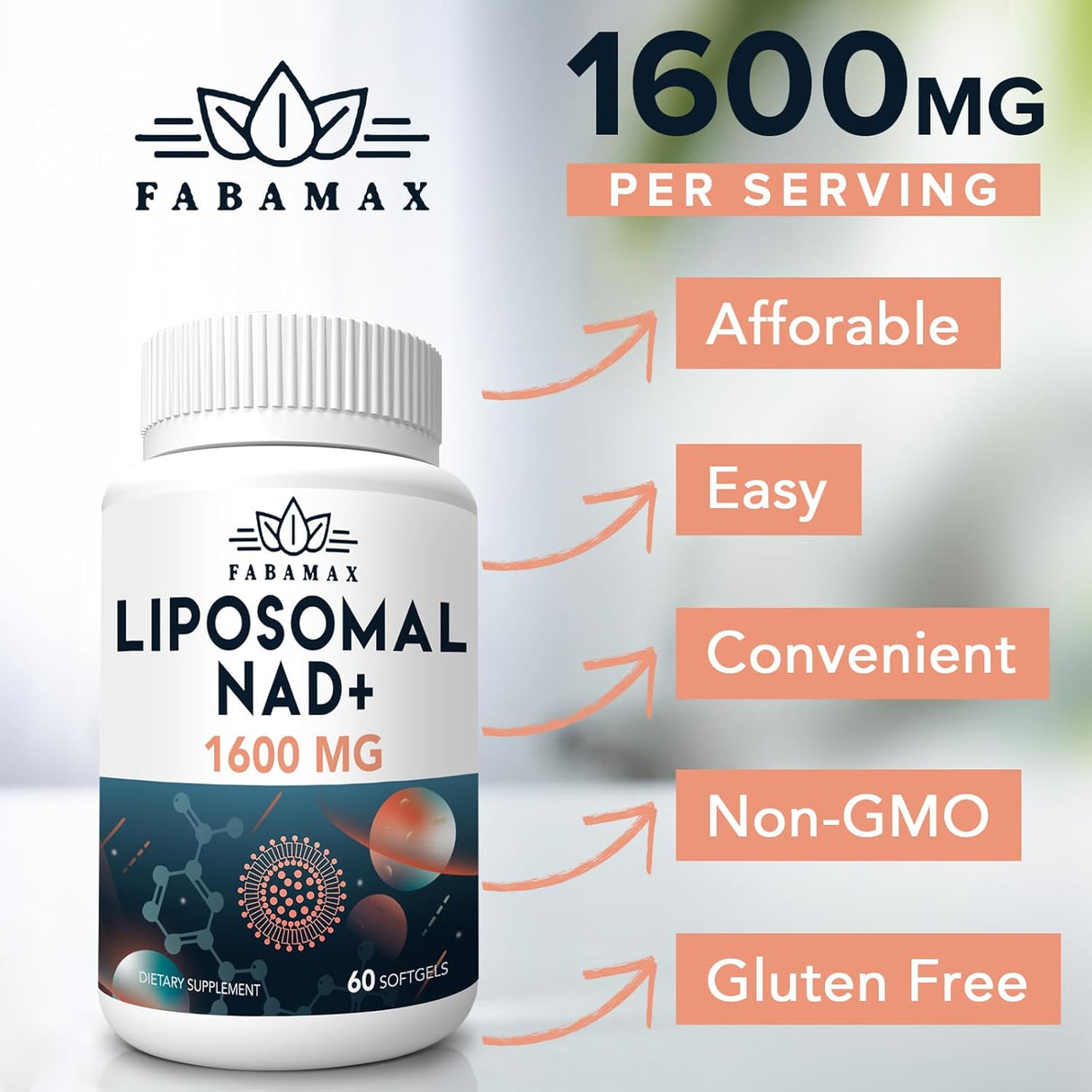 Suplemento liposomal de NAD de 1600 mg Rossylla