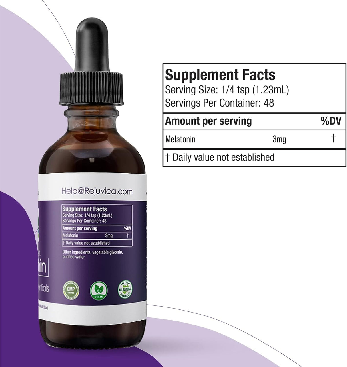 Suplemento de Melatonina 3mg - Rejuvica Health - Líquido Avanzado