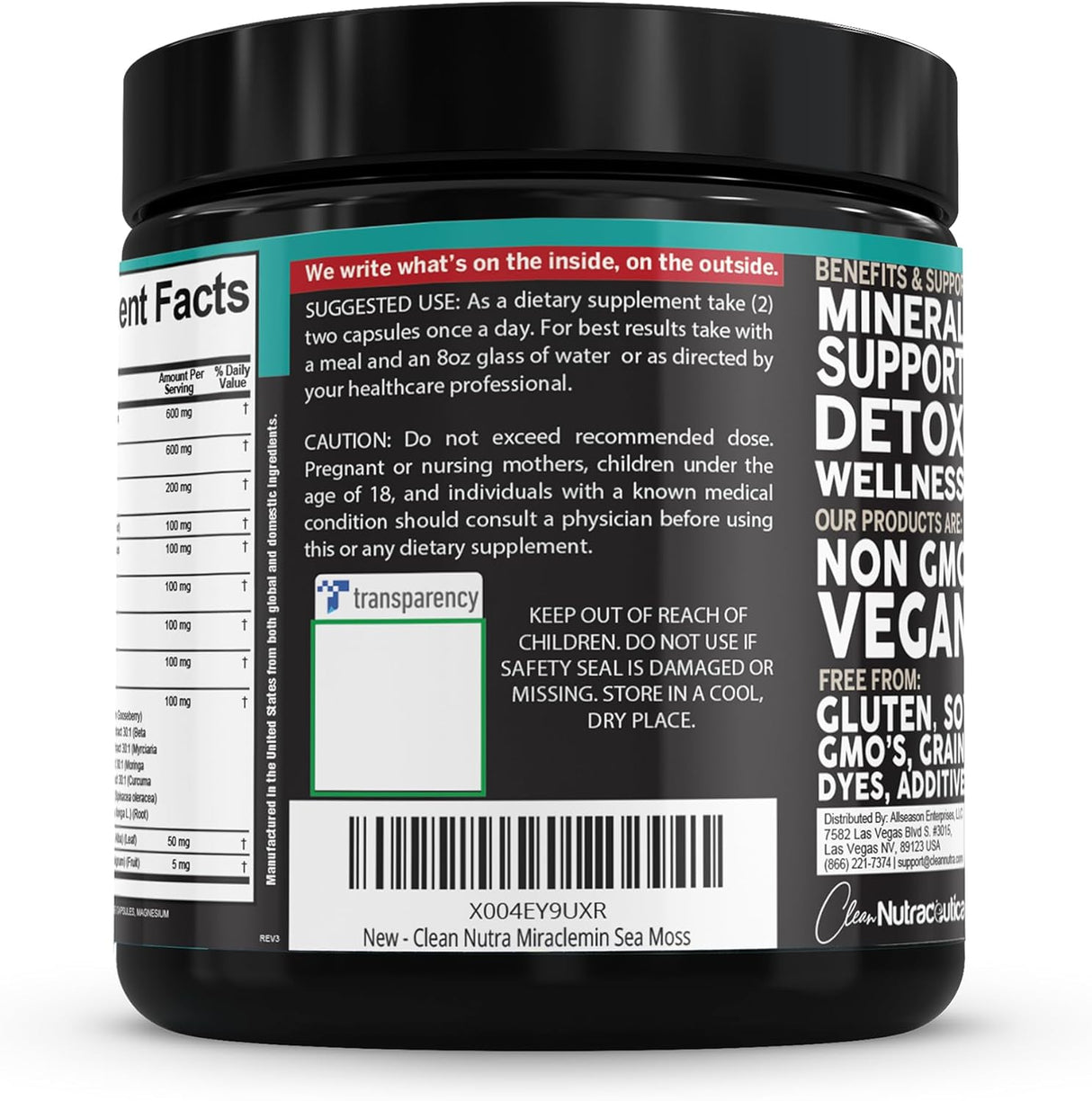 Capsulas de Nutra Sea Moss con Ashwagandha, 90 Vegan – MiracleMin