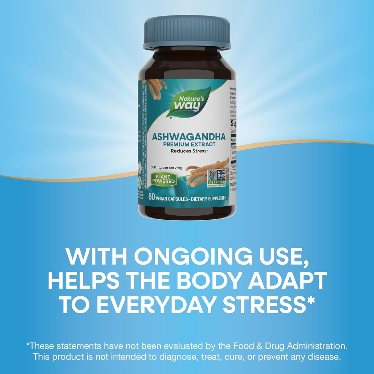 Suplemento Nature's Ashwagandha 500 mg por porción 60 caps