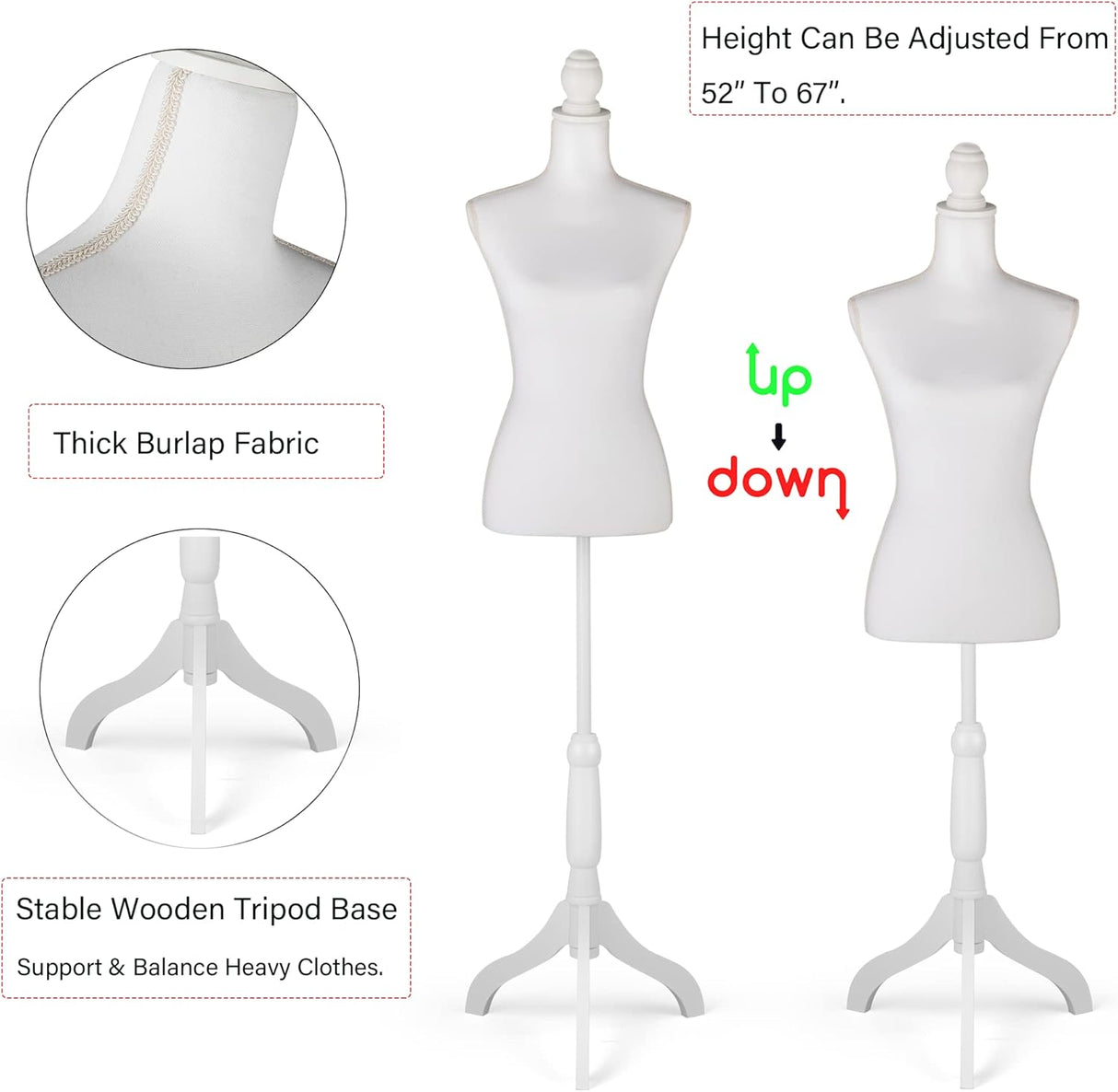 Maniquí HOMBOUR Ajustable, Torso para Costura y Exhibición