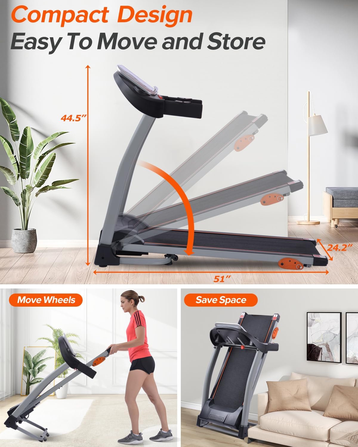 Caminadora Plegable Merax 2.5HP, 12 Programas, 300 lbs