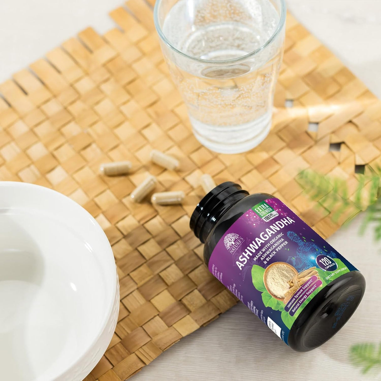 Suplemento Orgánico de Ashwagandha 1950 mg - 120 Cápsulas