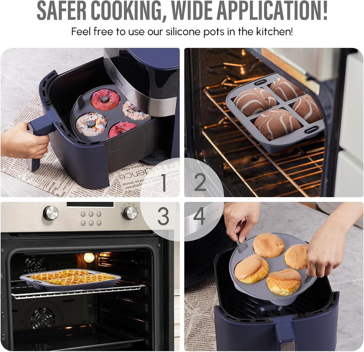 Moldes de Silicona para Freidora de Aire EM - 4 Reutilizables