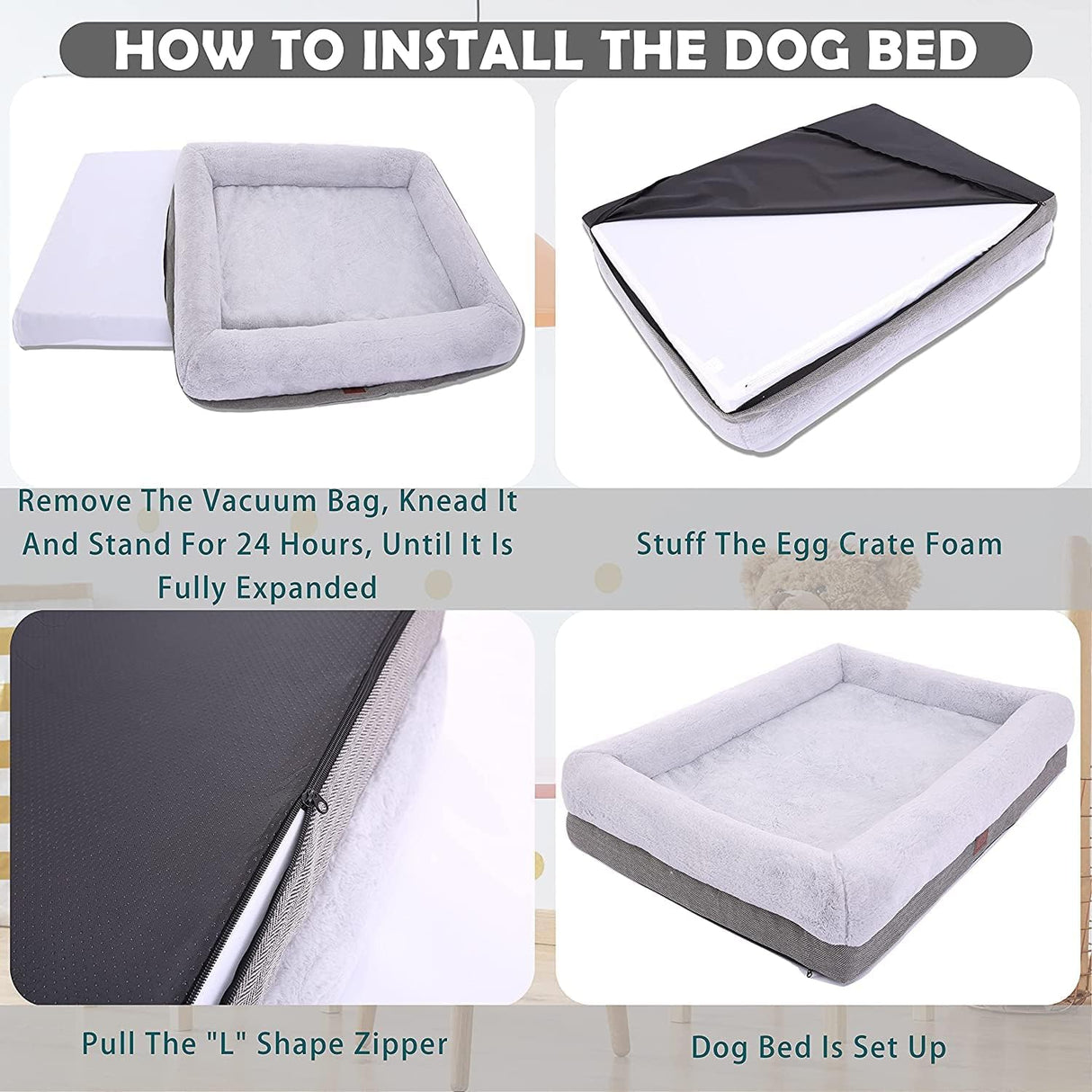 Cama ortopédica para perros grandes, con laterales, 36 x 23