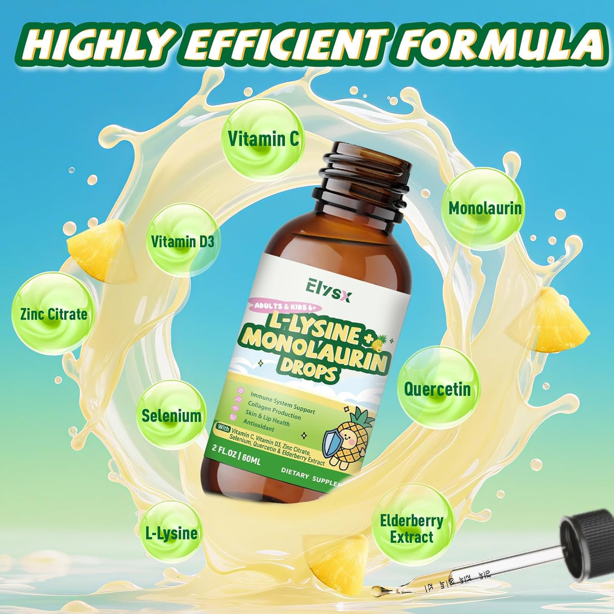 L-Lysina Monolaurina Líquido Suplemento 1000mg, Inmuno 2FL OZ