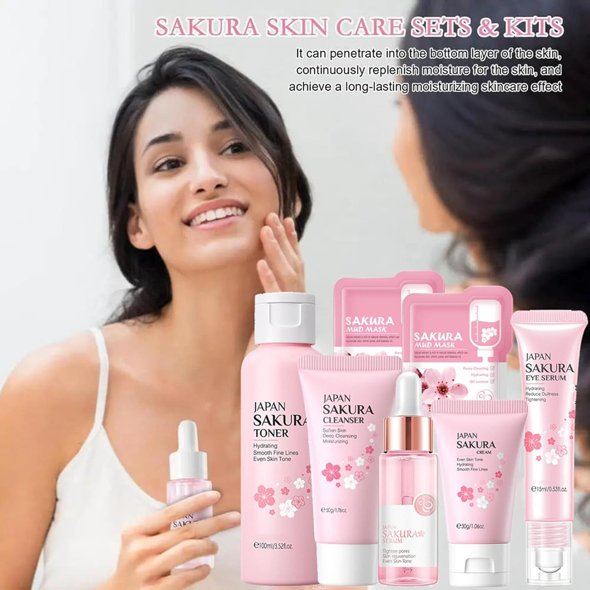 Kit Cuidado Piel Sakura Mujeres: Limpiador, Sérum, Crema