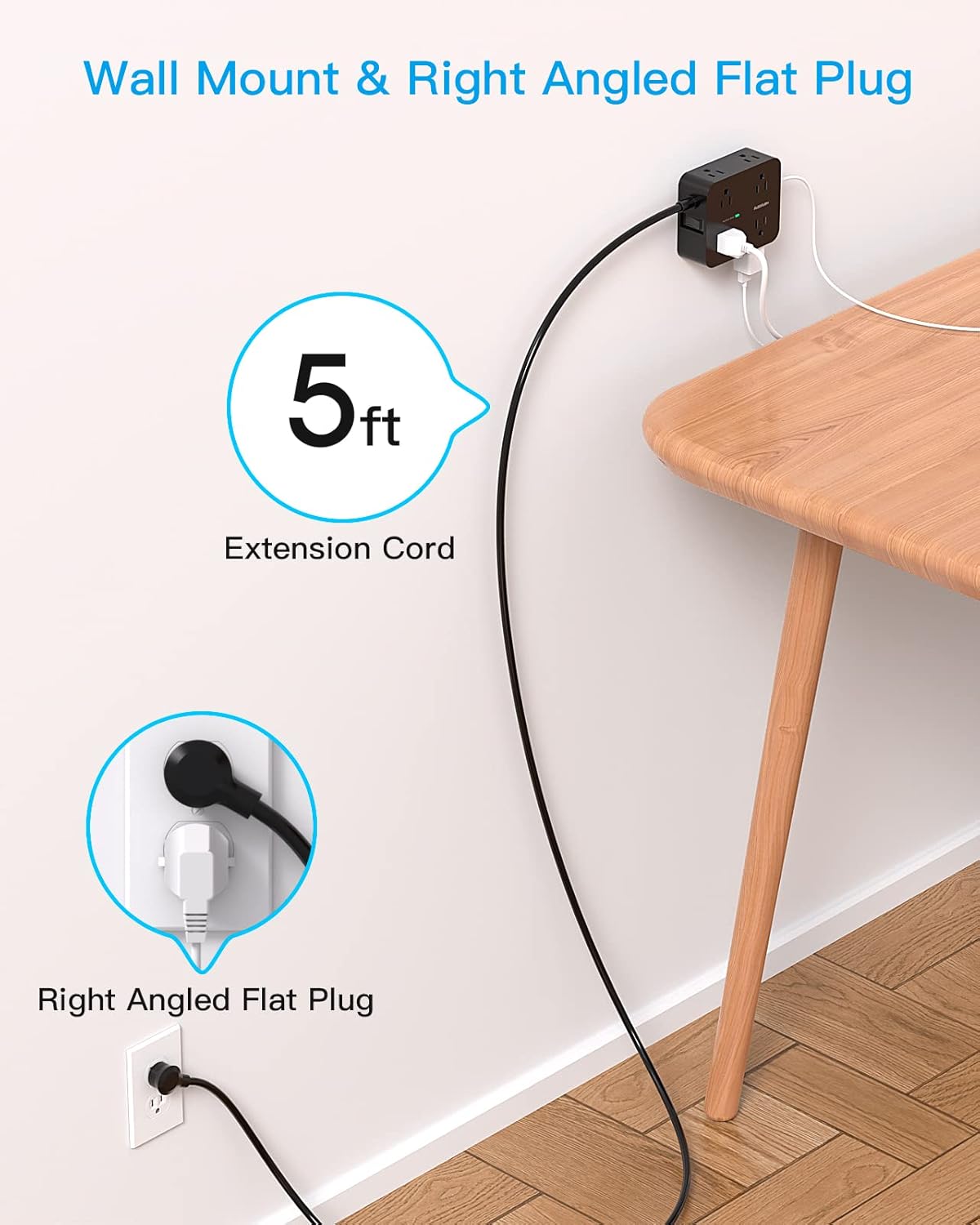 HANYCONY Regleta protectora contra sobretensiones, cable