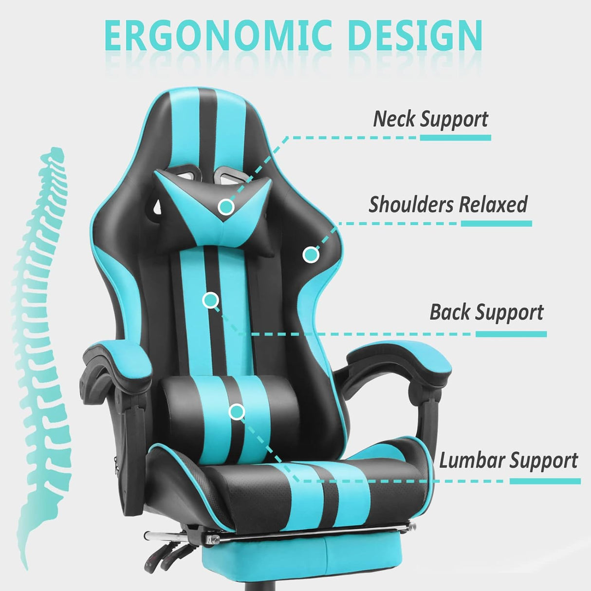 Silla Gamer ergonómica con ajuste de altura y reposacabezas