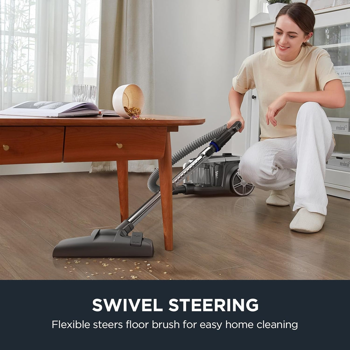 Aspiradora sin bolsa, ligera para alfombras y suelos duros