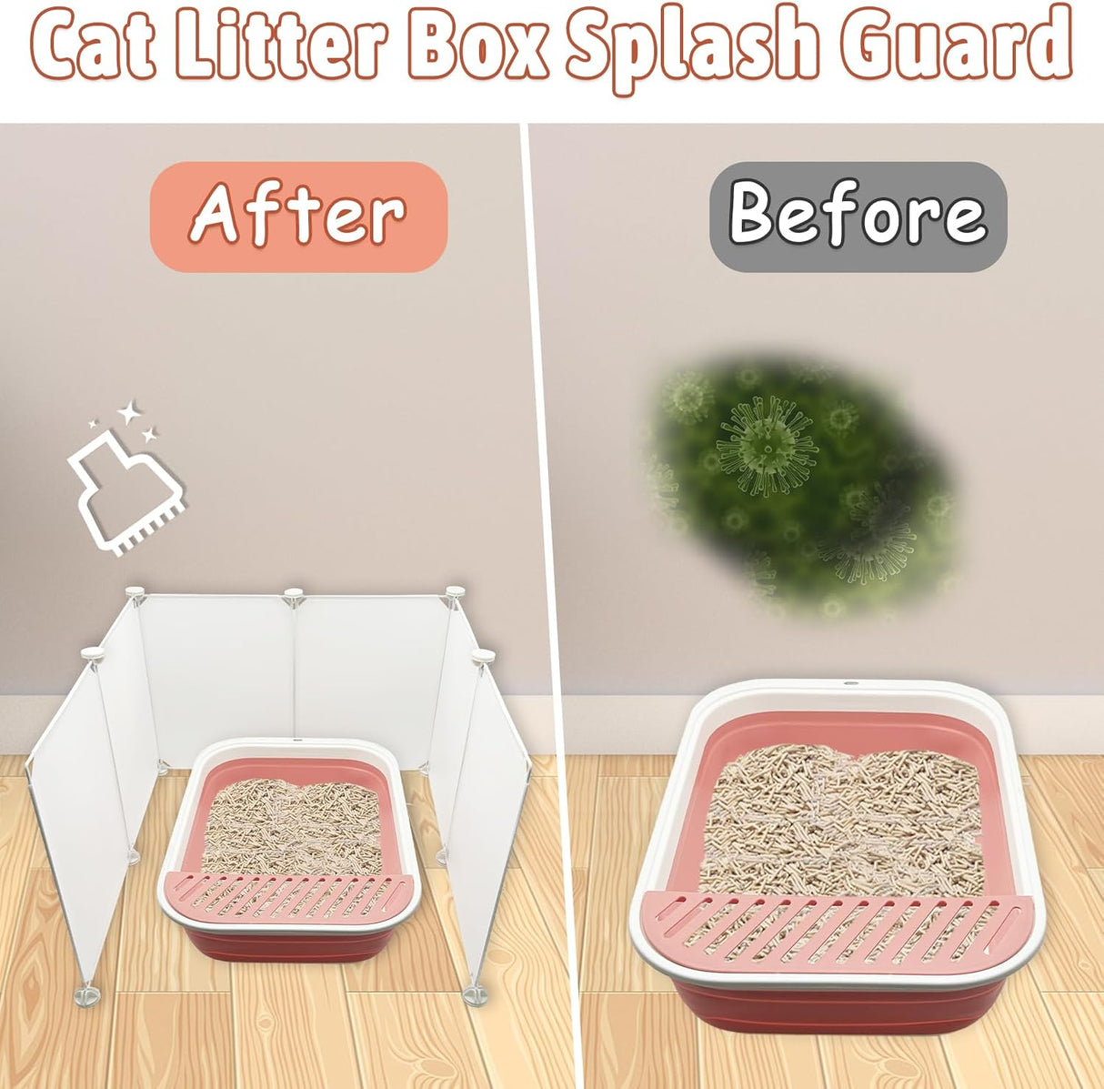 Caja de arena para gatos con protector contra salpicaduras