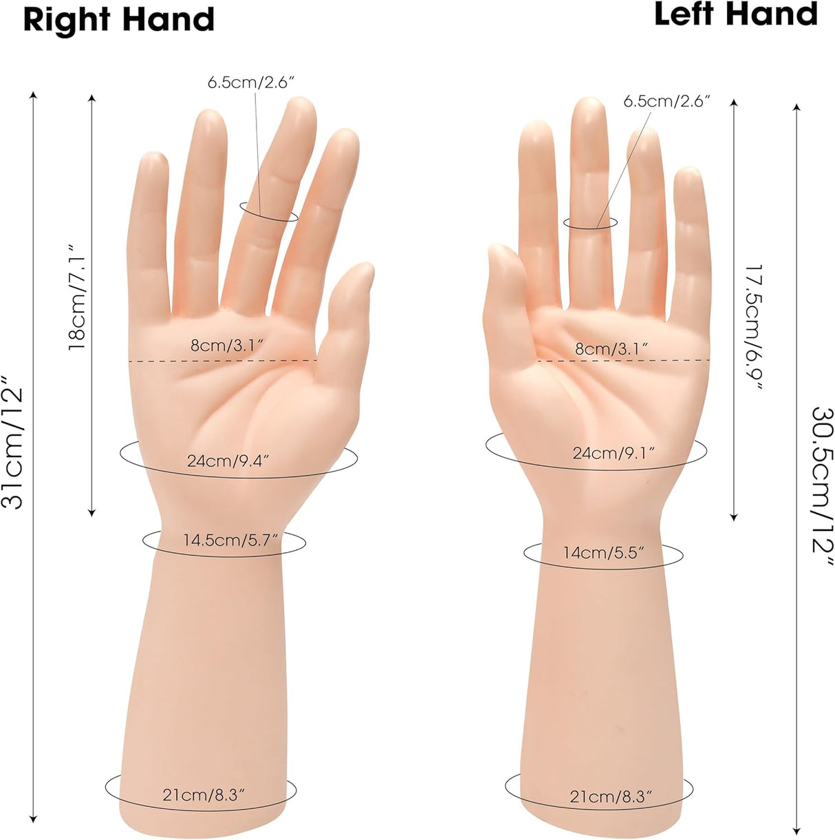 Par de Manos de Maniquí para Joyería - Soporte para Anillos