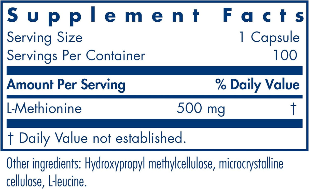 Suplemento Allergy Research Group L-Metionina 500 mg 100 Cáp