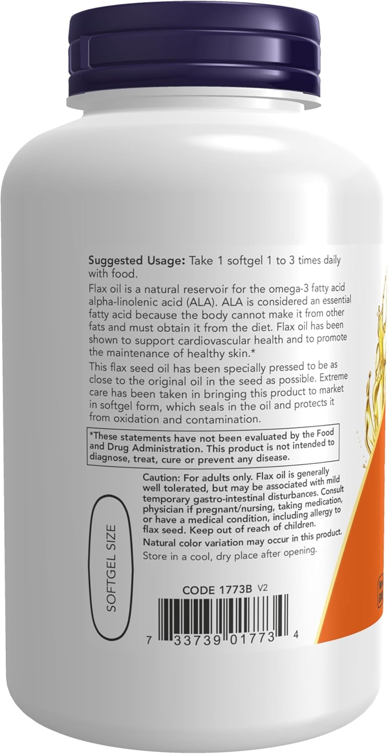Aceite de Linaza 1000 mg, NOW Foods, Omega-3, 120 Veg Caps