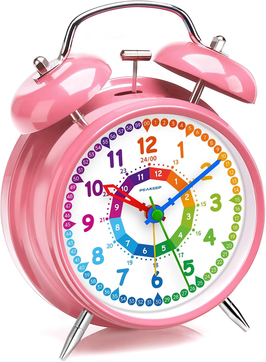 Reloj despertador analógico para niños, 4" con campanas dobles