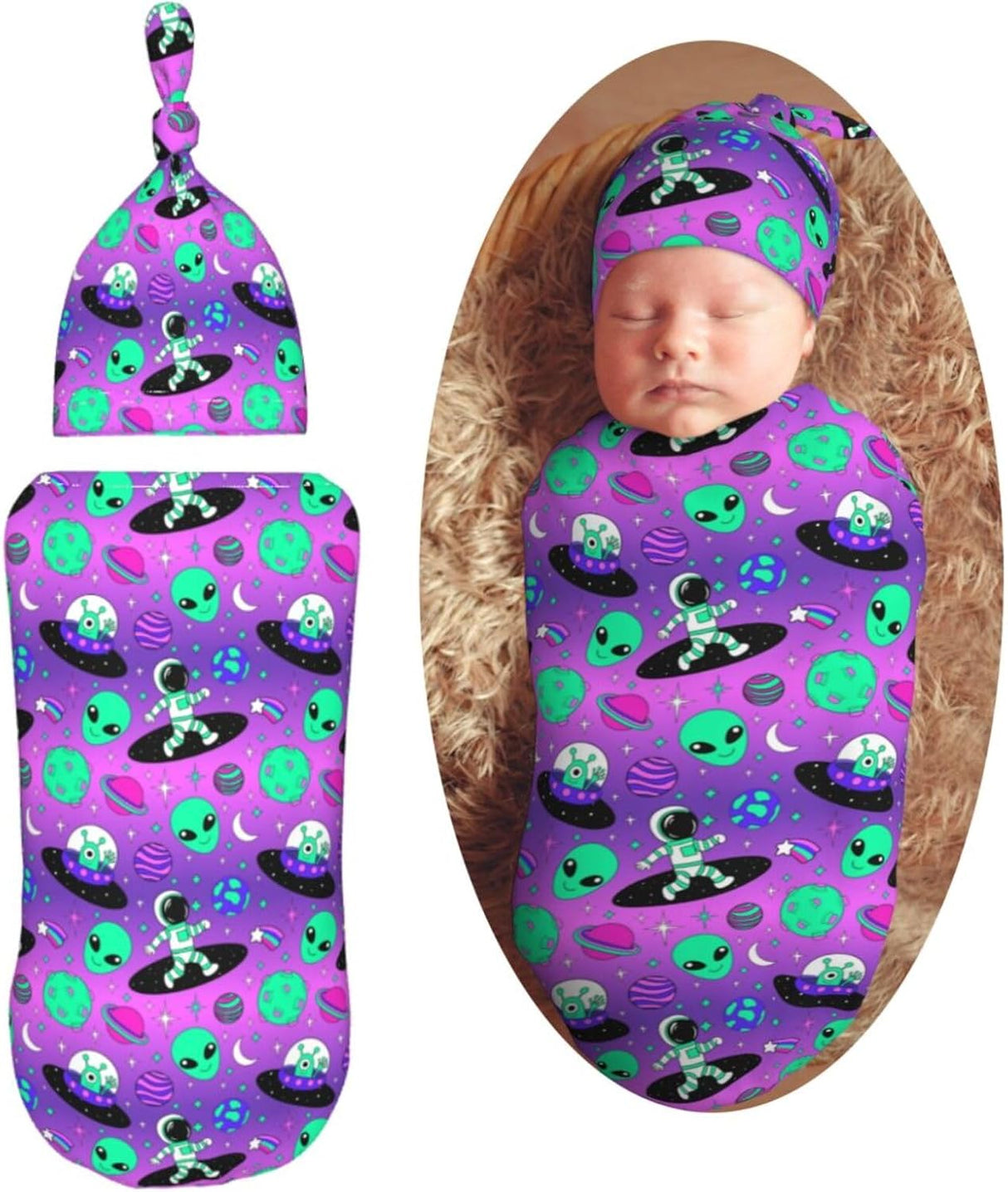 Manta de Envueltas para Bebés Astronautas y Alienígenas, Suave