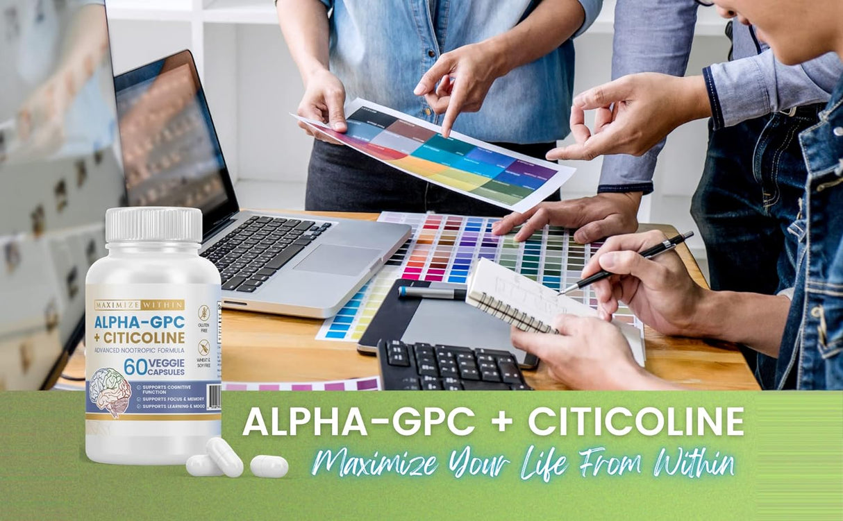 Alpha GPC + Citicolina 1600mg Mejora Cognitiva, Memoria y Energía