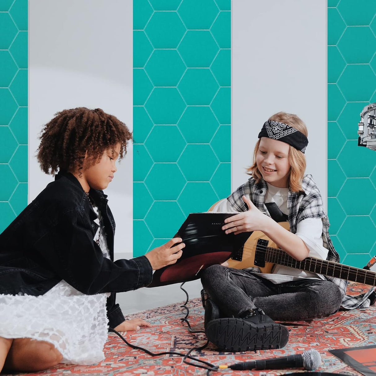 Paneles acústicos hexagonales, alta densidad, 18 piezas, 12 x 10