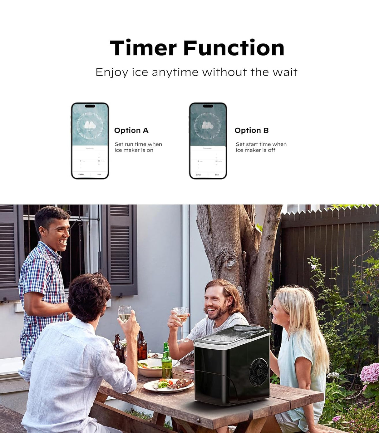 Máquina de Hielo Silonn, Compacta, Wi-Fi, 9 Cubos en 6 Min.